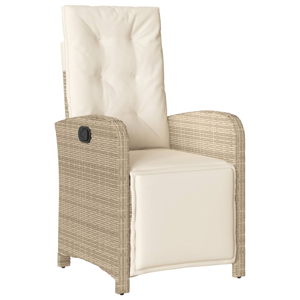 3-tlg. Bistro-Set mit Kissen Beige Poly Rattan