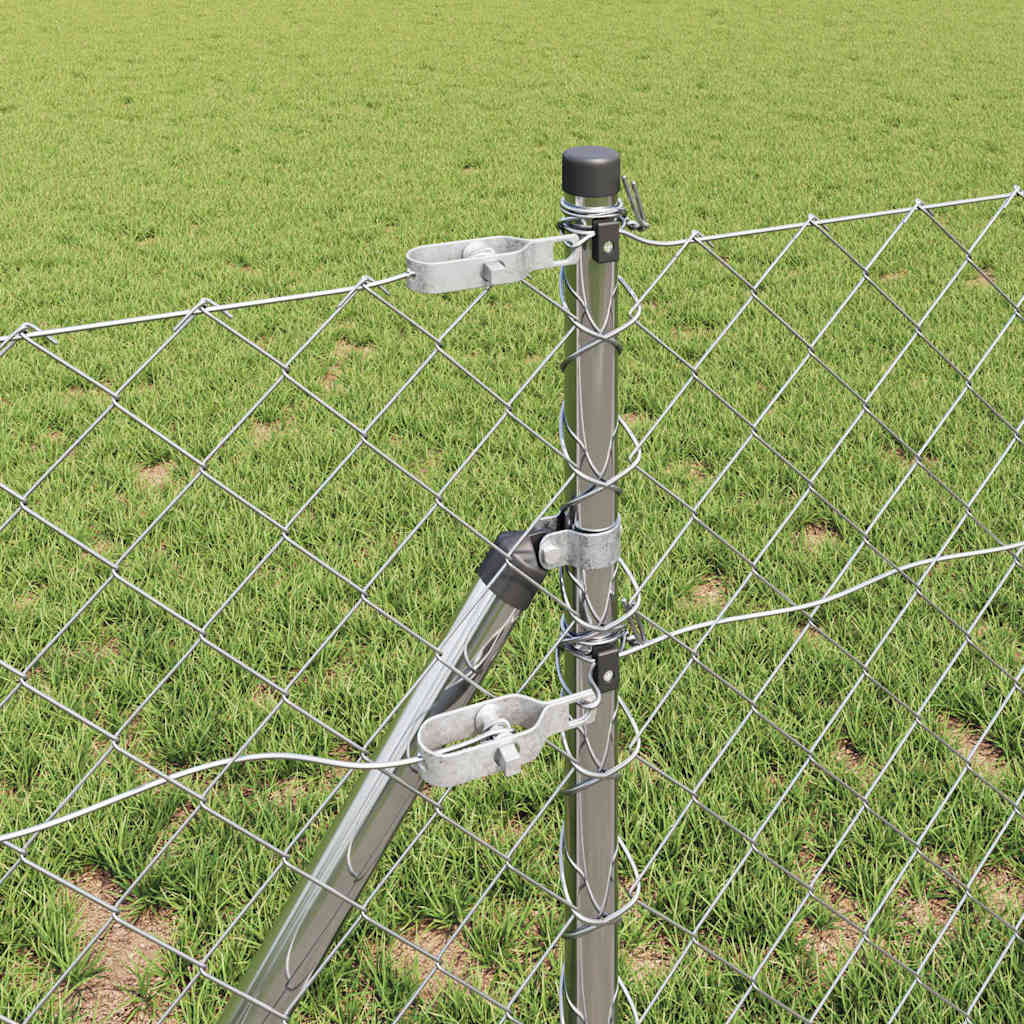 Kettengliedzaun mit Pfosten Silber 0,4 x 25 m Stahl