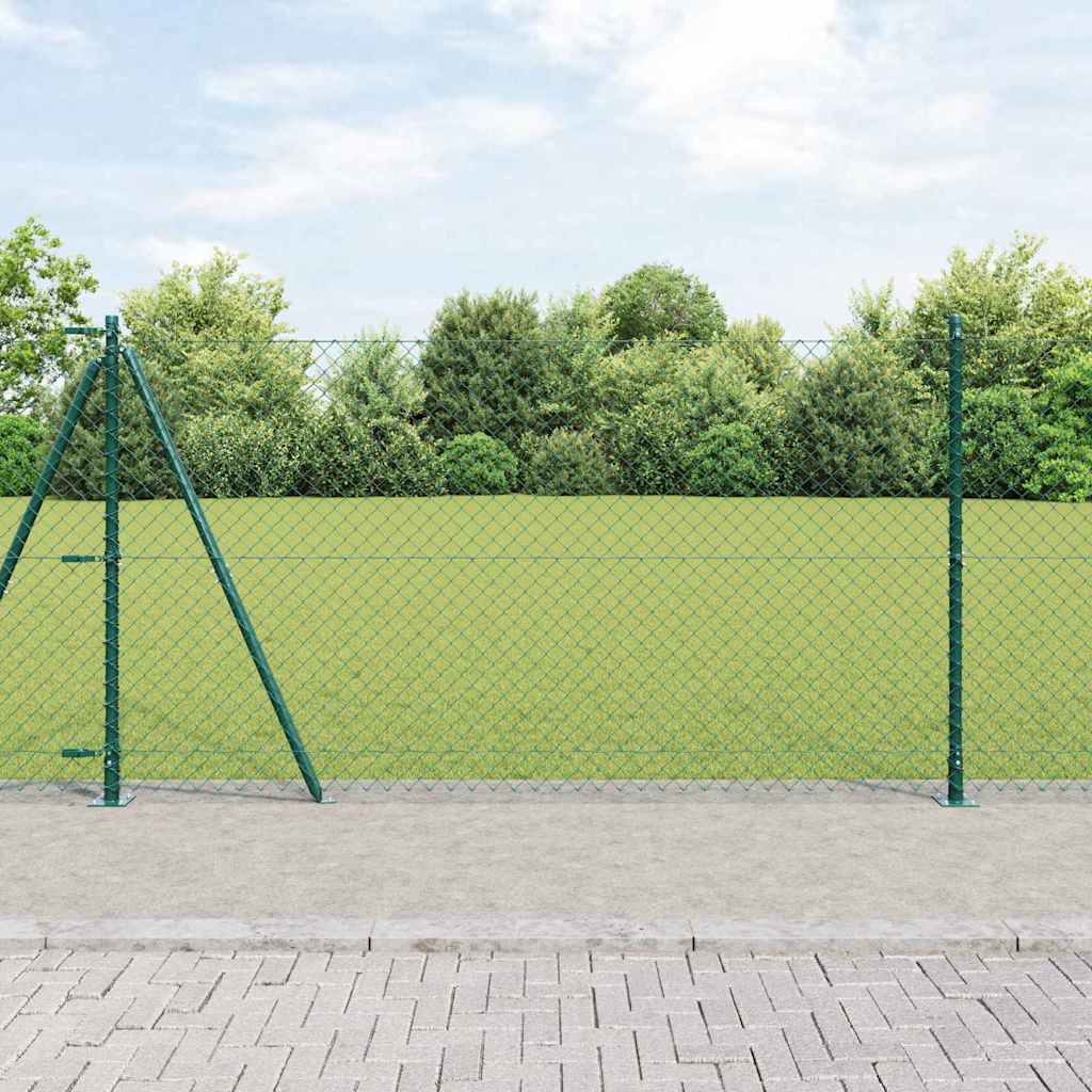 Kettengliedzaun mit Pfosten Grün 1,2 x 25 m Stahl