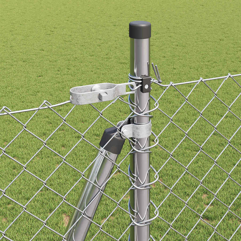 Kettengliedzaun mit Pfosten Silber 1,5 x 10 m Stahl