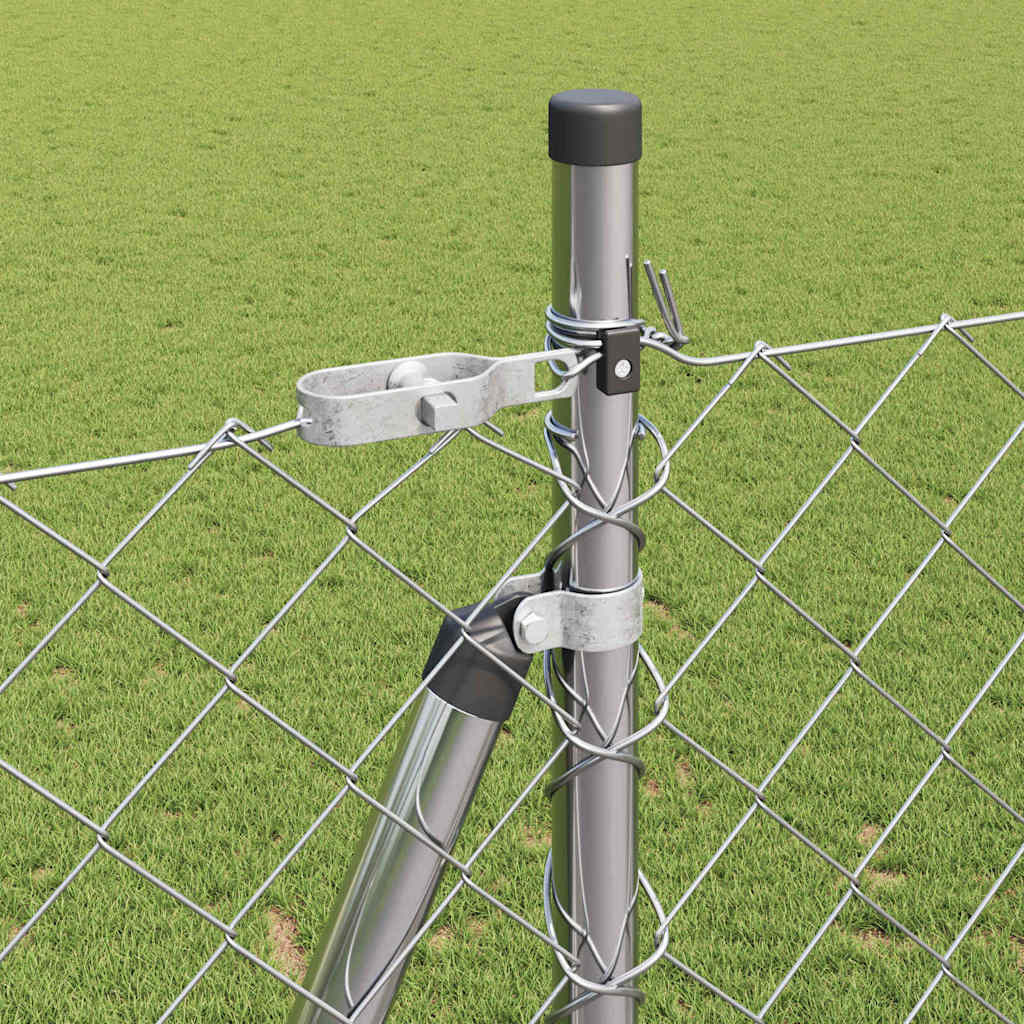 Kettengliedzaun mit Pfosten Silber 1,4 x 10 m Stahl