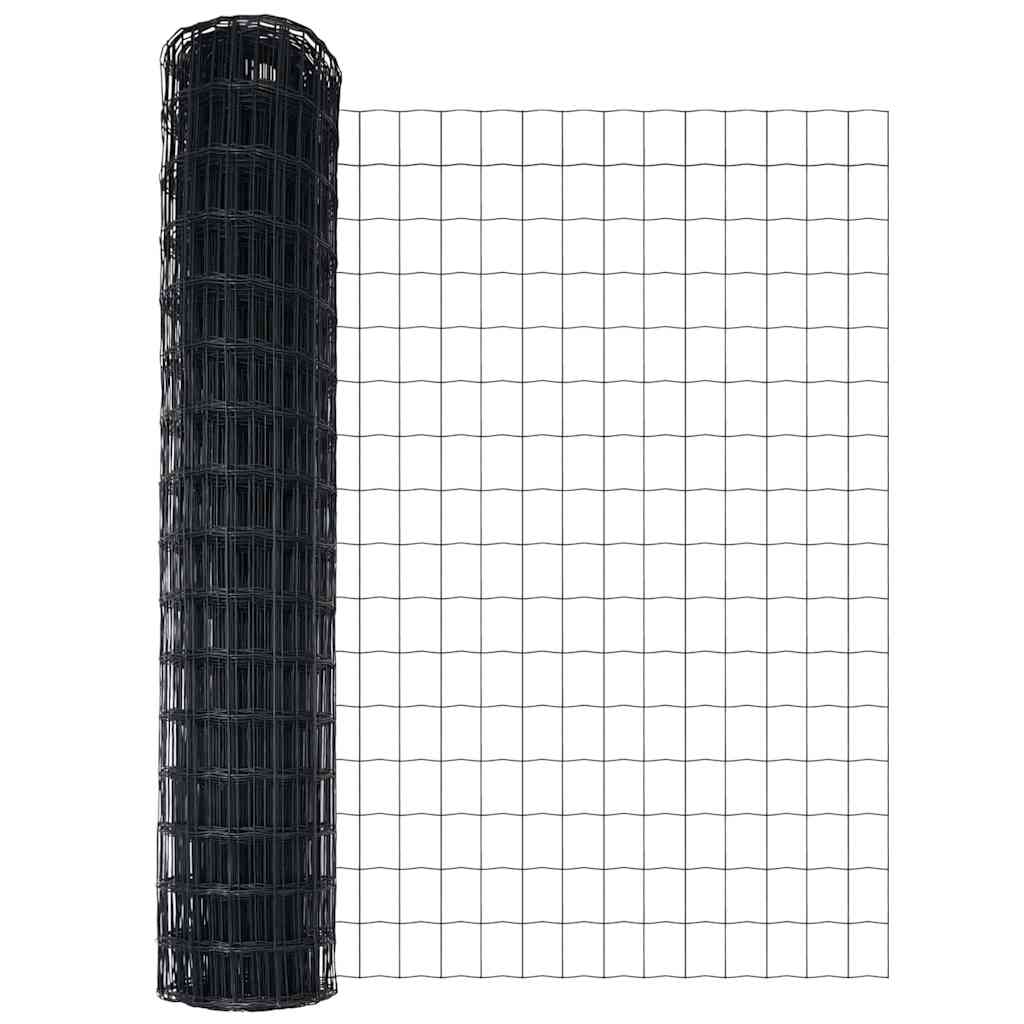 Zaun mit Pfosten Grau 1 x 25 m Stahl