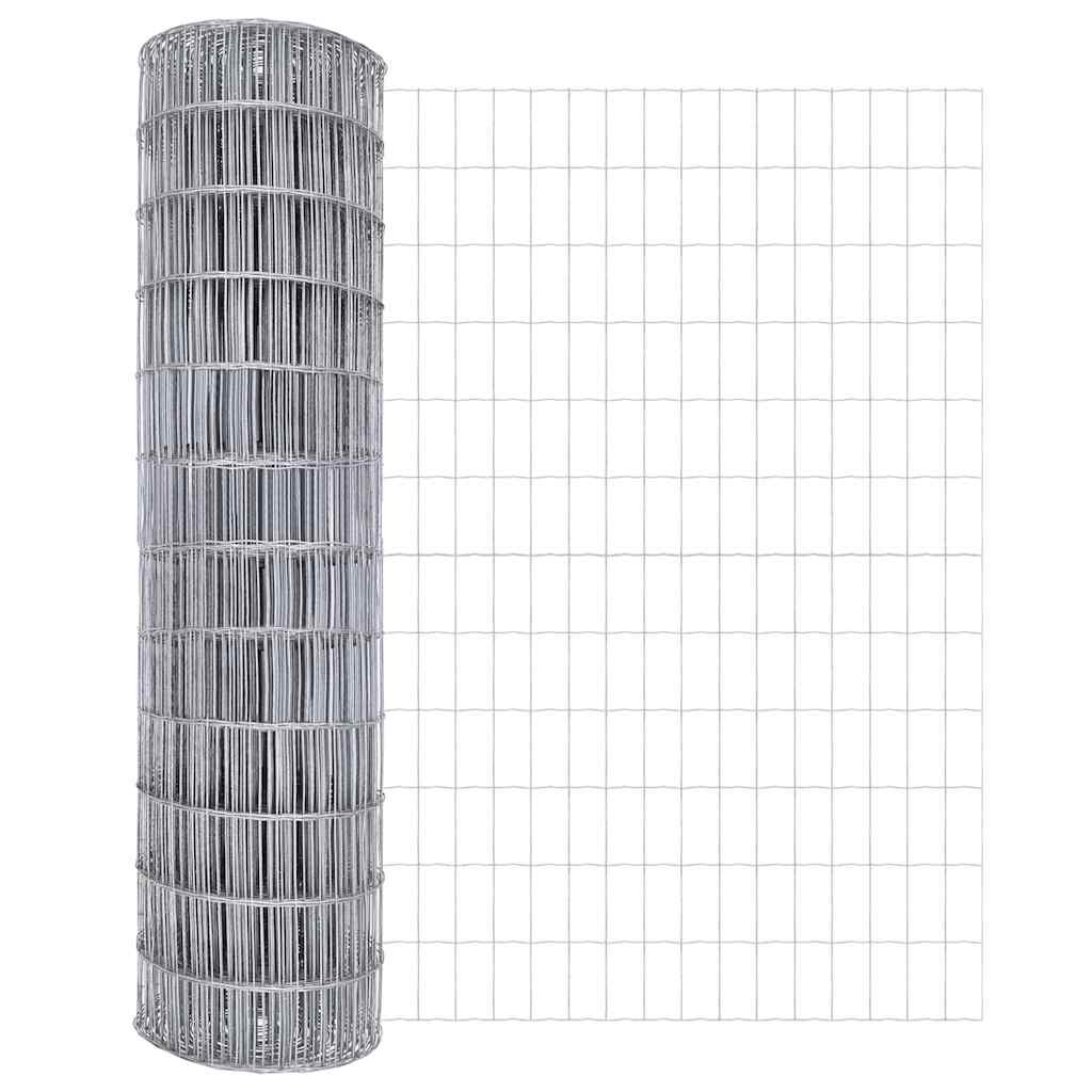 Zaun mit Pfosten Silber 0,8 x 10 m Stahl