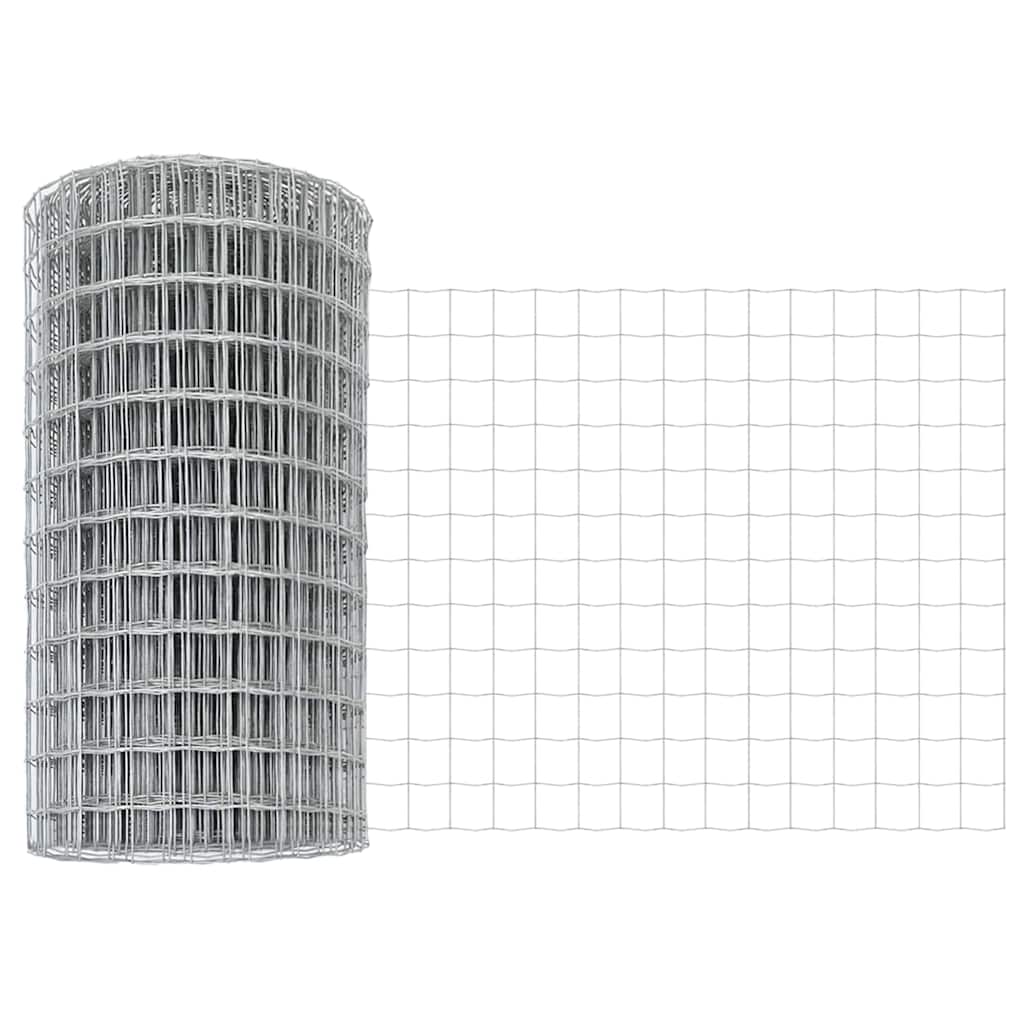 Zaun mit Pfosten Silber 0,6 x 25 m Stahl