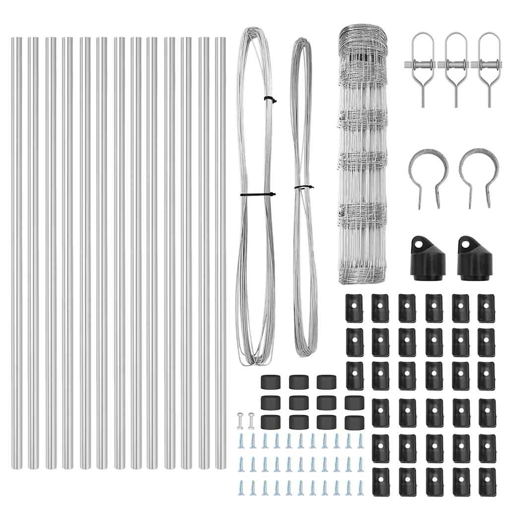 Wildzaun Silber 25 x 0,8 m Verzinkter Stahl
