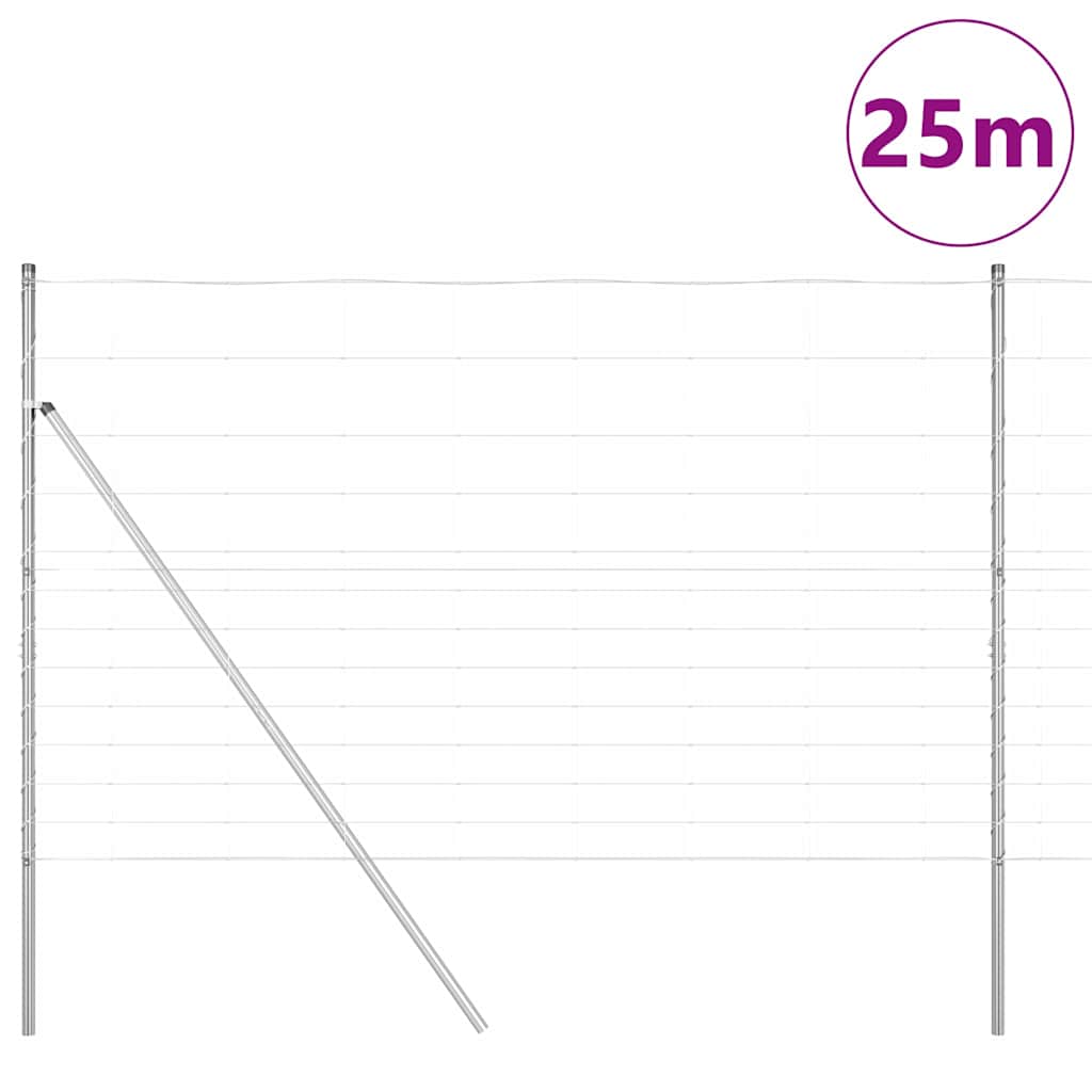 Wildzaun Silber 25 x 1,5 m Verzinkter Stahl