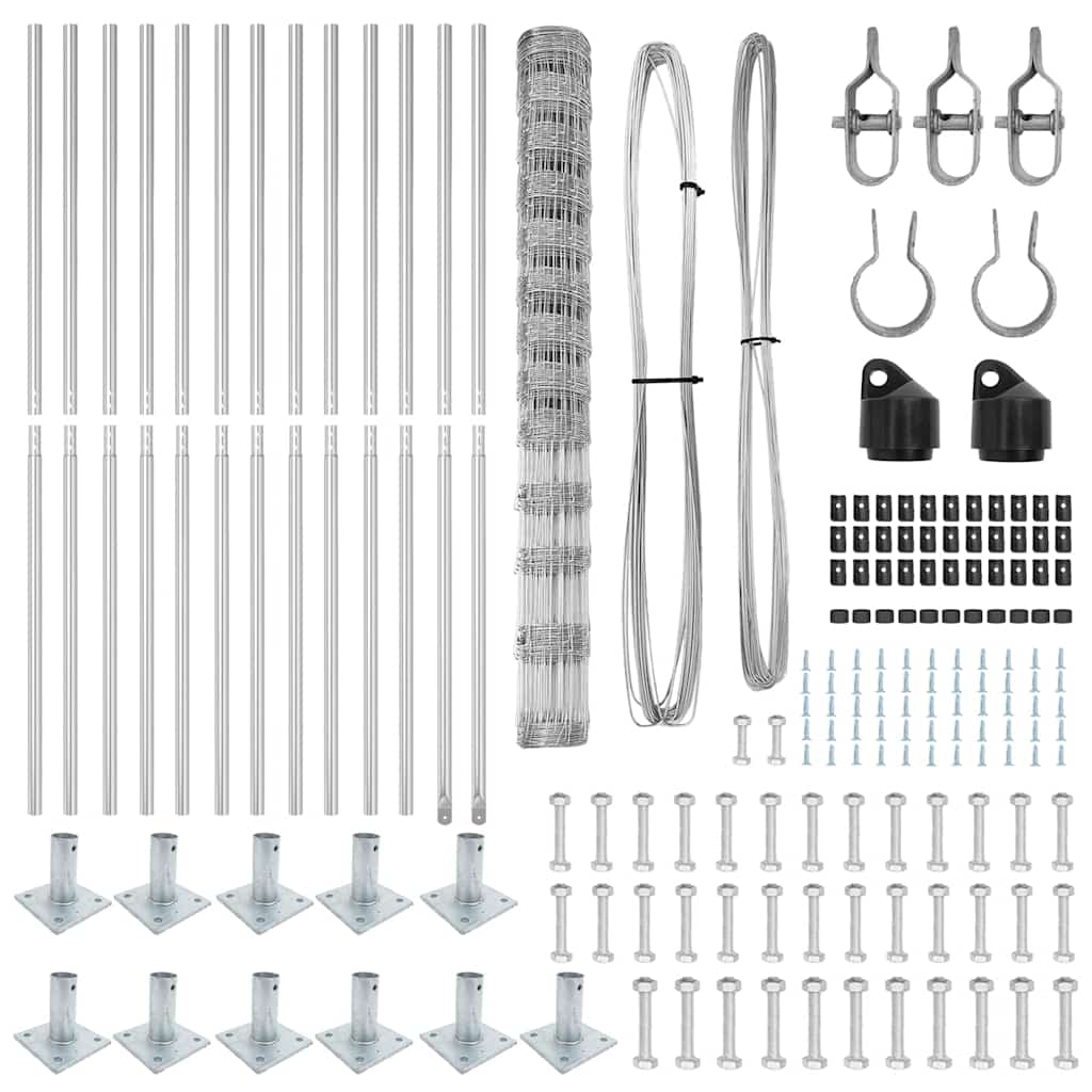 Wildzaun Silber 25 x 1,5 m Verzinkter Stahl