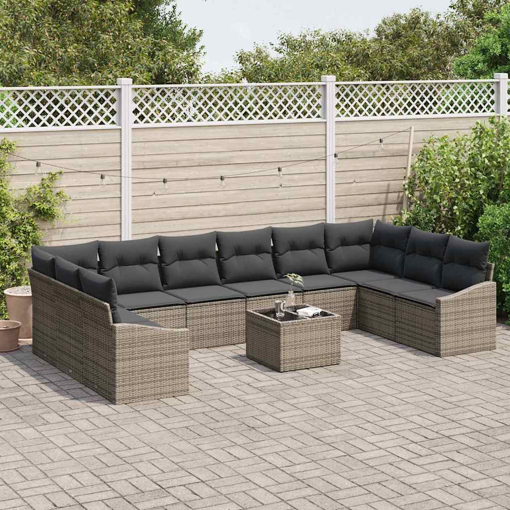 Garten Essgruppe mit Kissen mit Speicher 11 pcs Hellgrau