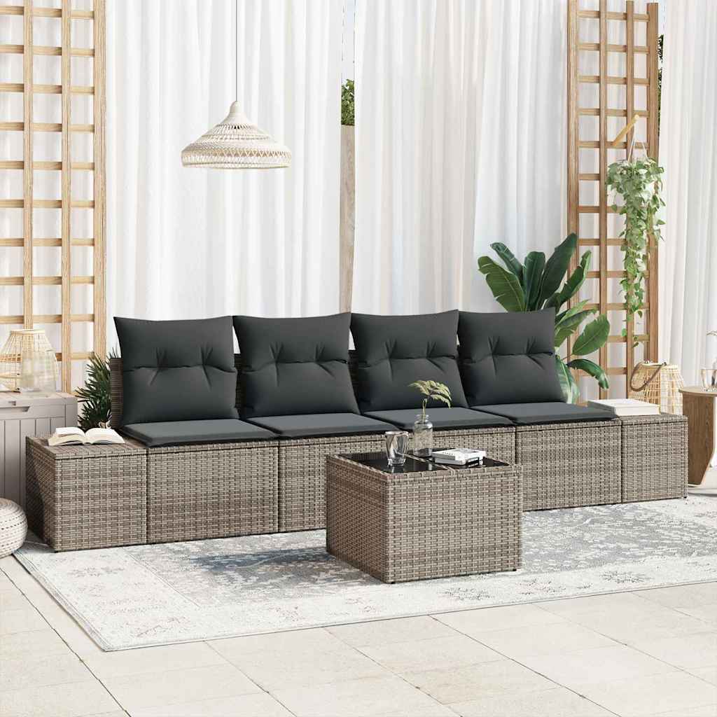 Garten-Sofa-Set mit Kissen 5 pcs Grau 55 x 55 x 37 cm