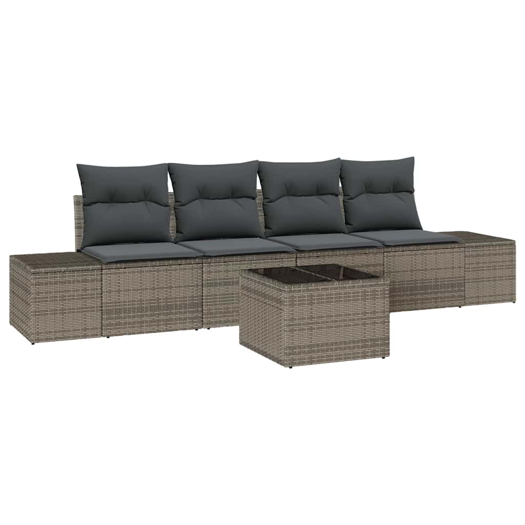 Garten-Sofa-Set mit Kissen 5 pcs Grau 55 x 55 x 37 cm