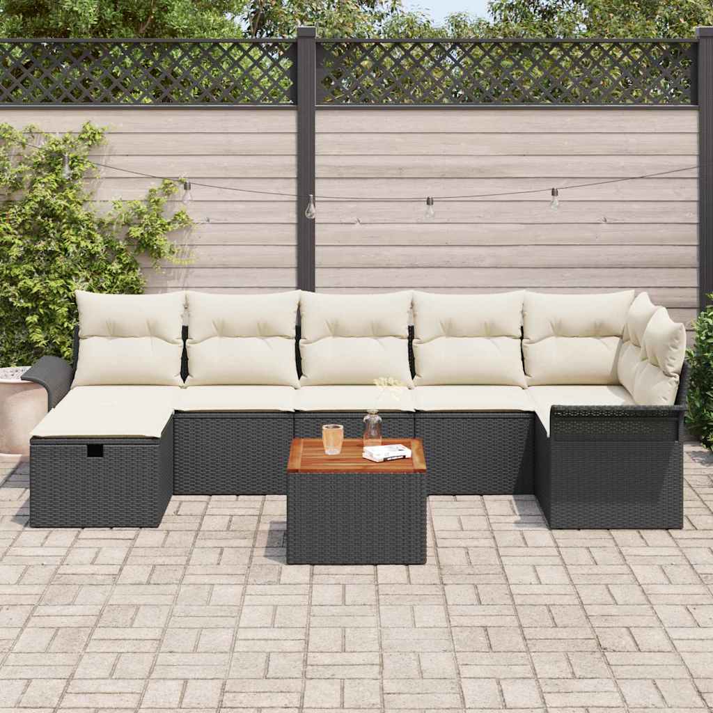 Garten-Sofa-Set 8 pcs Schwarz Poly-Rattan