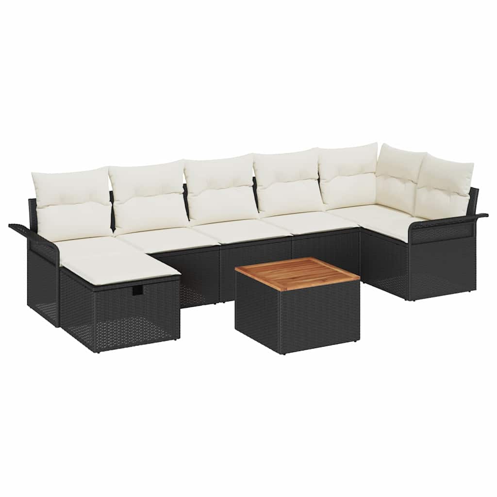 Garten-Sofa-Set 8 pcs Schwarz Poly-Rattan