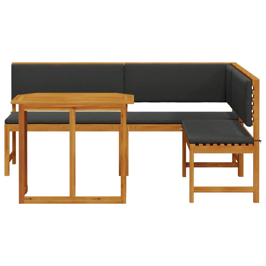 3-teiliges Garten Bistro Set mit Kissen - aus solidem Akazienholz