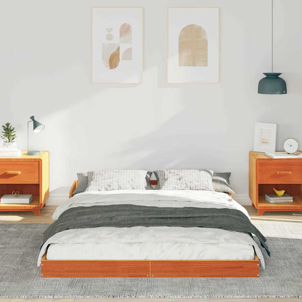 Bettgestell Wachsbraun 135 x 190 cm Massivholz Kiefer