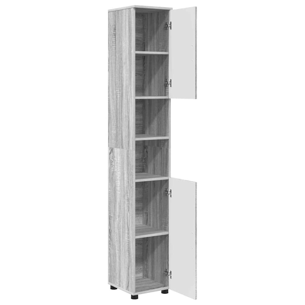 Bad hoher Schrank Grau Sonoma 30 x 35 x 192 cm Holzwerkstoff
