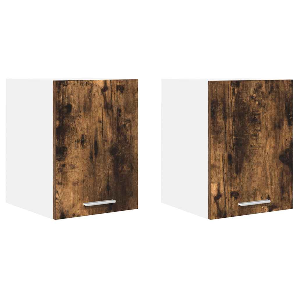 Hängeschrank mit Regal Riga 2 pcs Geräucherte Eiche und Weiß