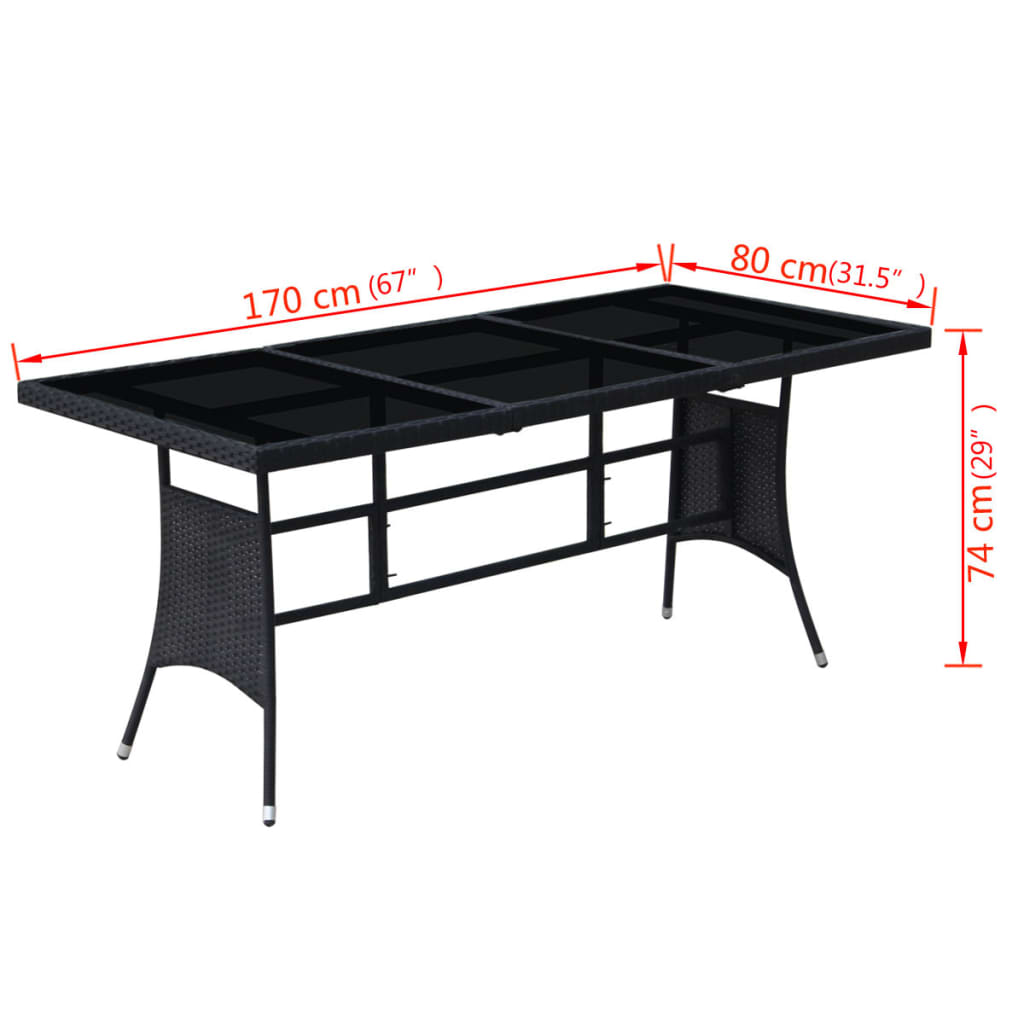 9-tlg. Garten-Essgruppe mit Kissen Poly Rattan Schwarz