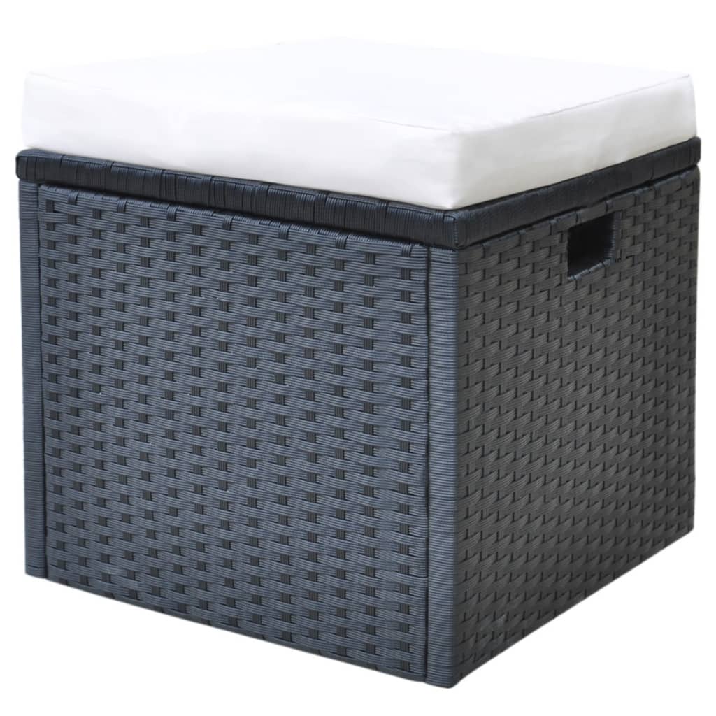 6-tlg. Garten-Essgruppe mit Kissen Poly Rattan Schwarz