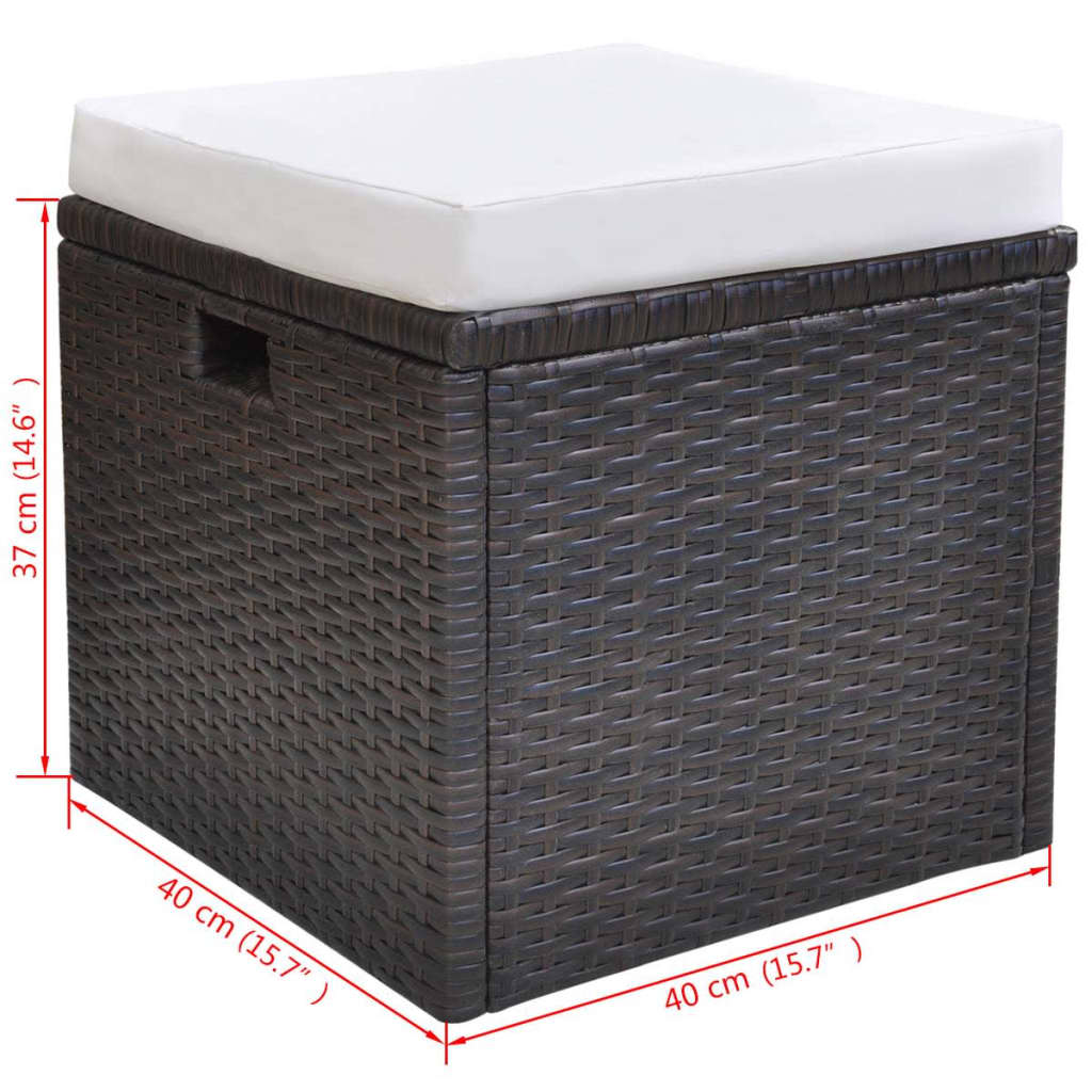 6-tlg. Garten-Essgruppe mit Kissen Poly Rattan Braun