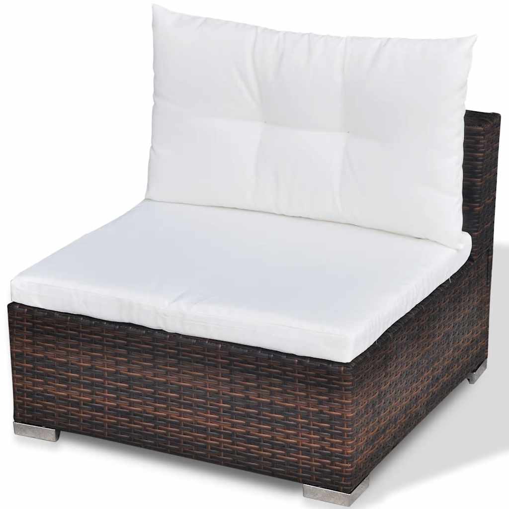 6-tlg. Garten-Lounge-Set mit Kissen Poly Rattan Braun