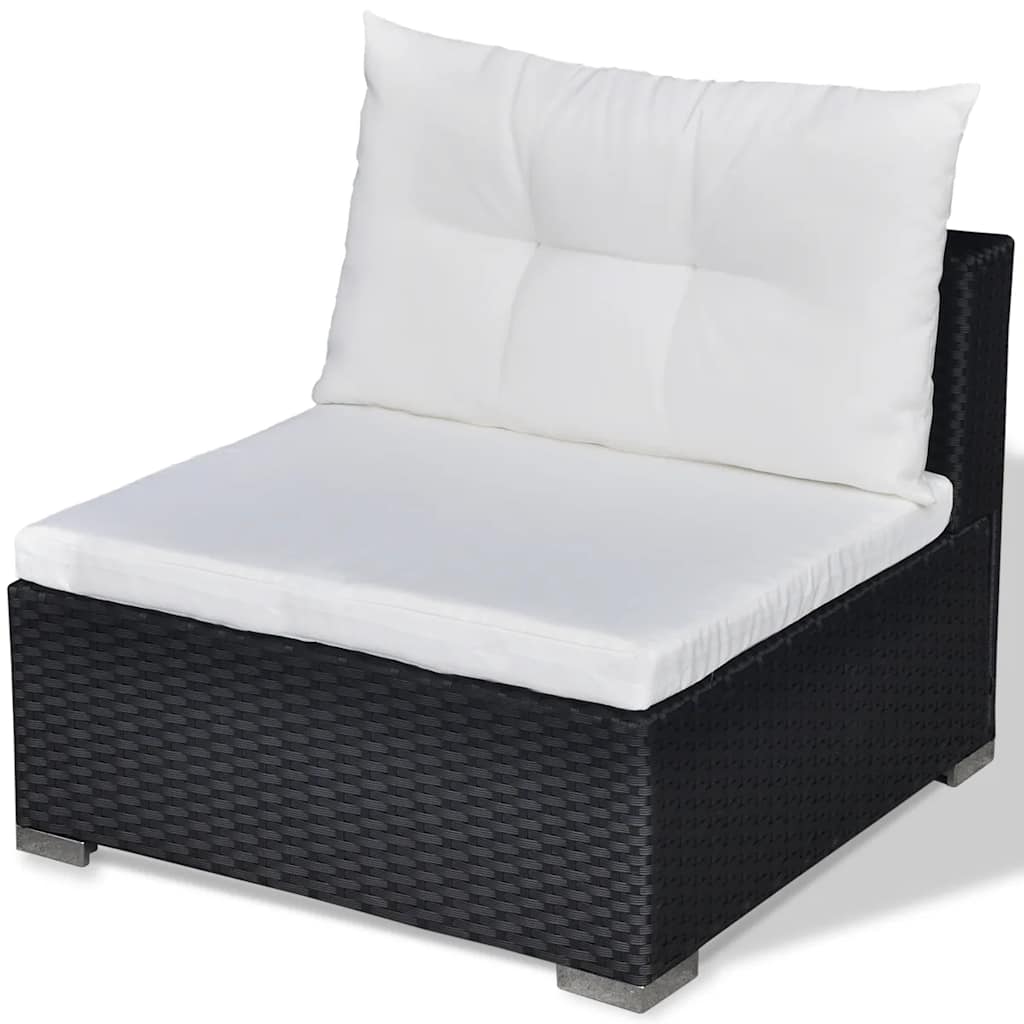 6-tlg. Garten-Lounge-Set mit Kissen Poly Rattan Schwarz
