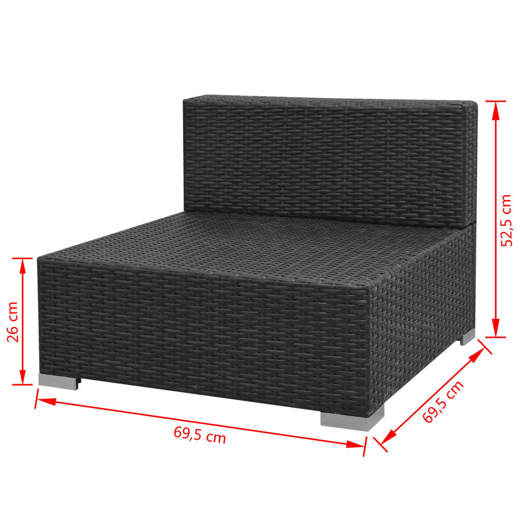 7-tlg. Garten-Lounge-Set mit Sonnendach Poly Rattan Schwarz