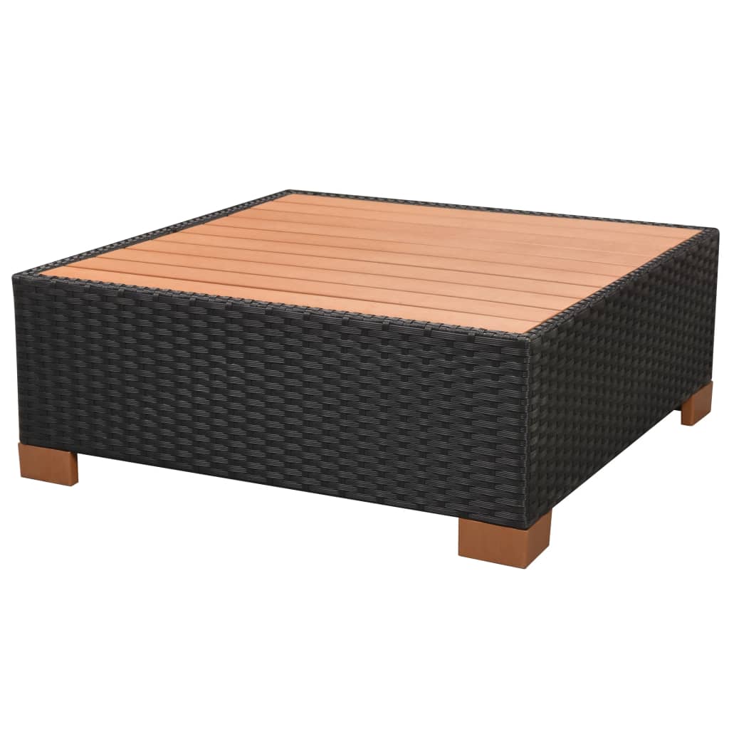 7-tlg. Garten-Lounge-Set mit Auflagen Poly Rattan Schwarz