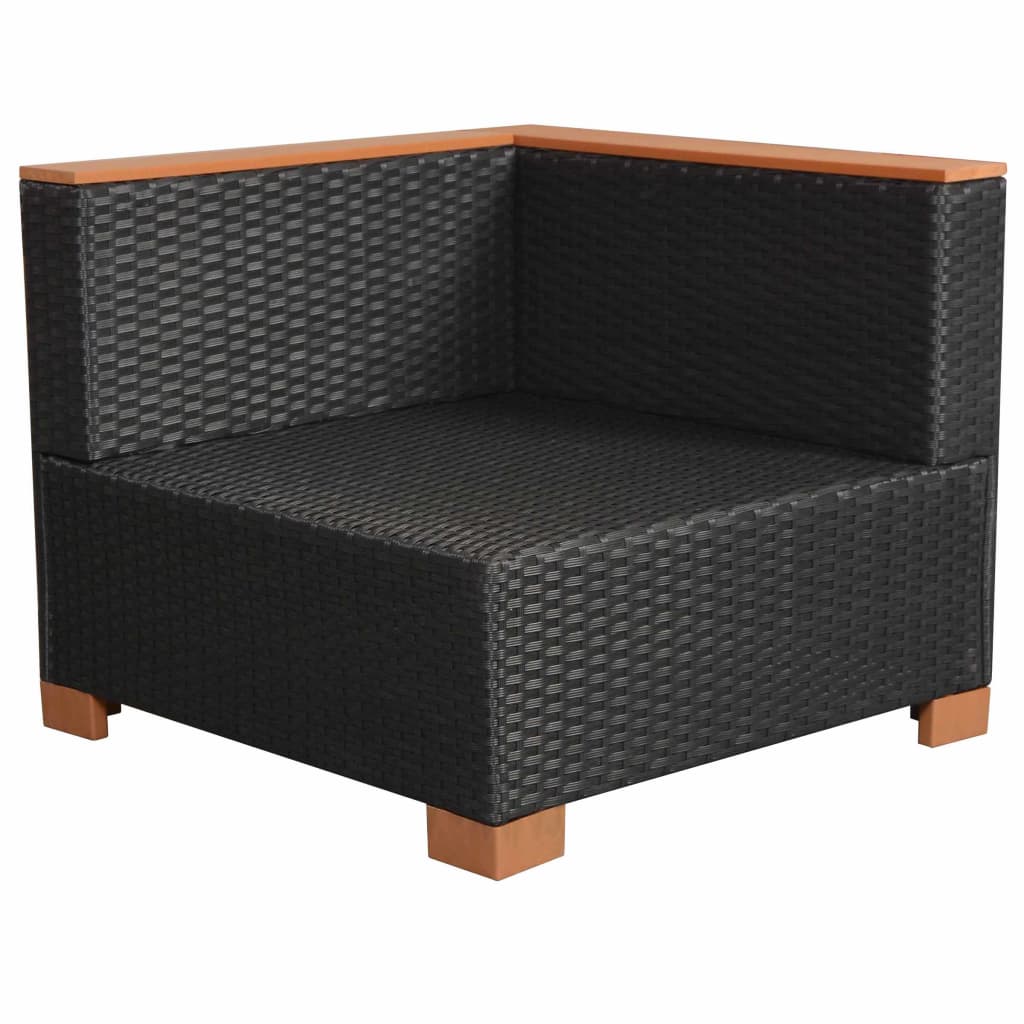 9-tlg. Garten-Lounge-Set mit Auflagen Poly Rattan Schwarz
