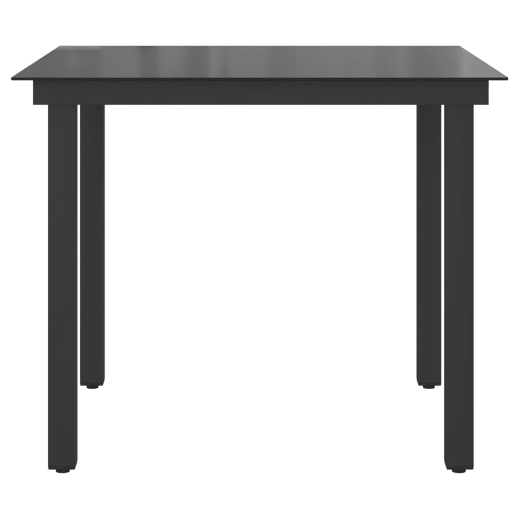 Garten-Esstisch Glas Aluminium 80 x 80 x 74 cm Schwarz