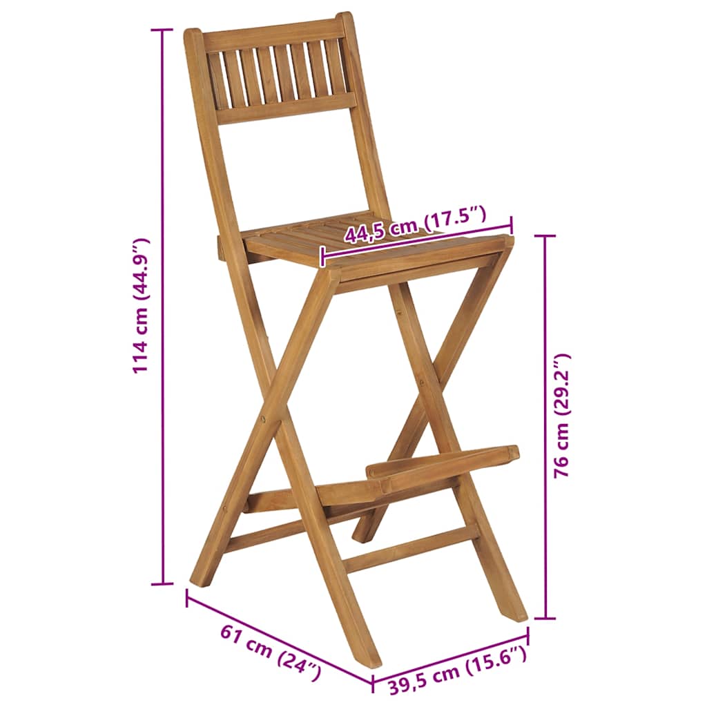 Klappbare Garten-Barhocker 2 Stk. Massivholz Teak