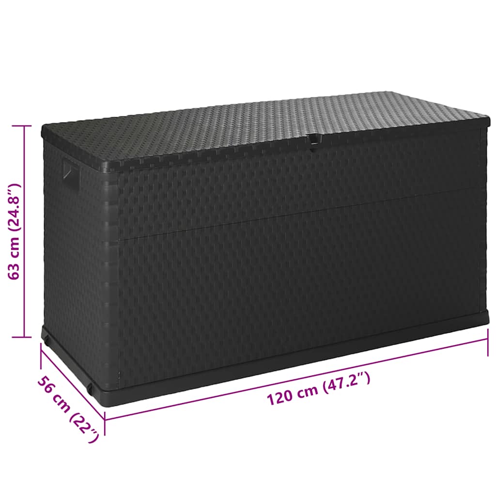 Garten-Aufbewahrungsbox Anthrazit 120x56x63 cm PP Rattan