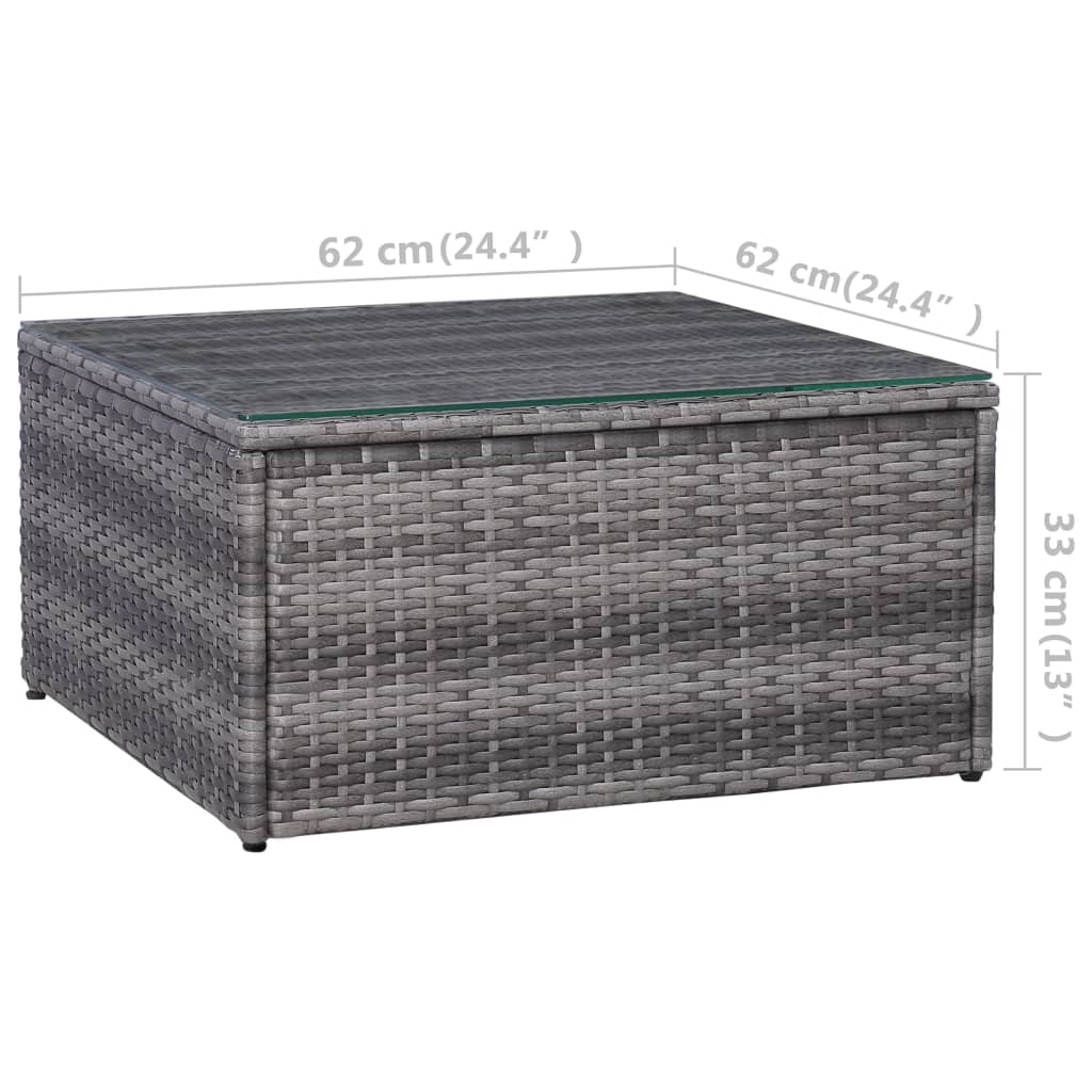 5-tlg. Garten-Sofagarnitur mit Polstern & Kissen Poly Rattan Grau