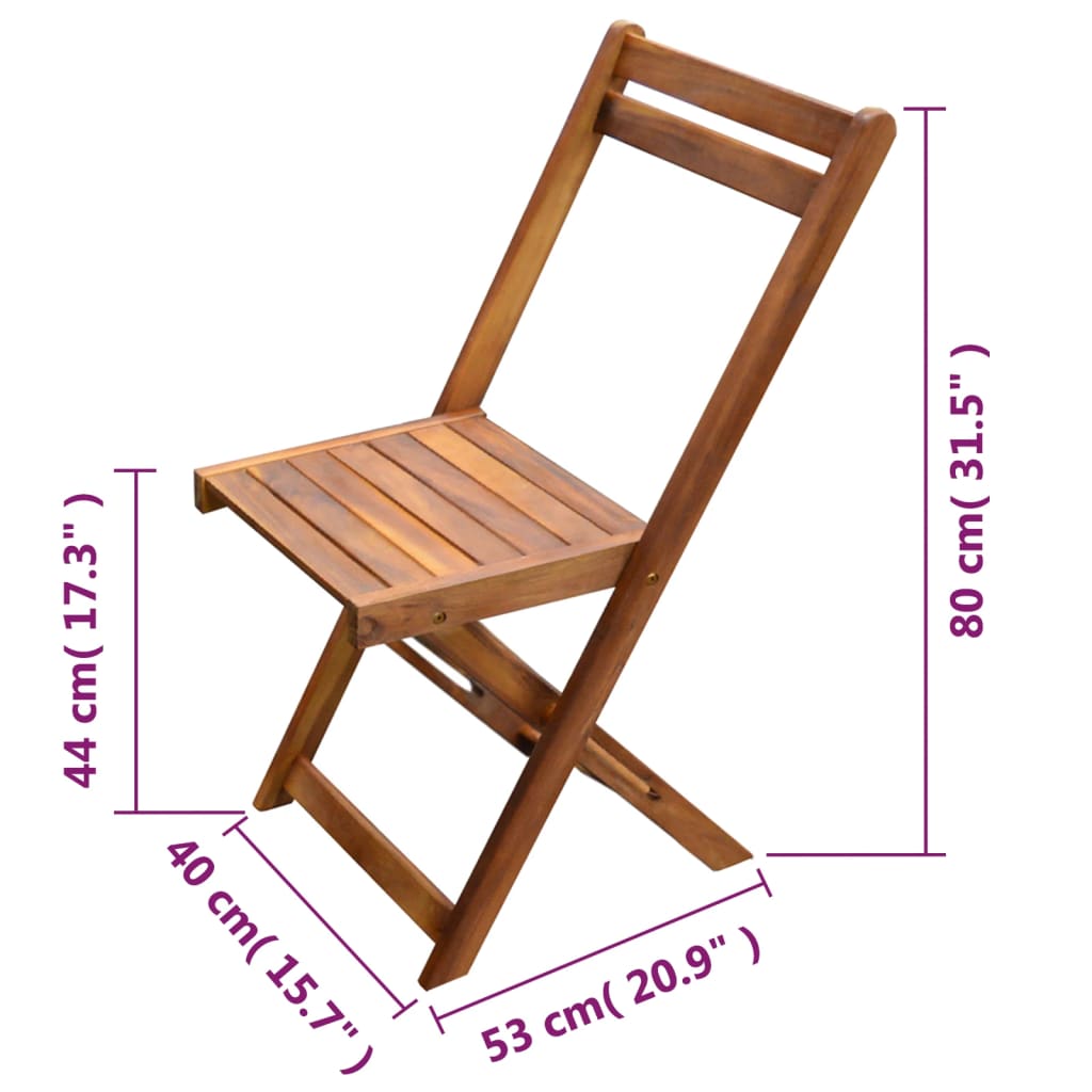 3-tlg. Bistro-Set Klappbar Massivholz Akazie