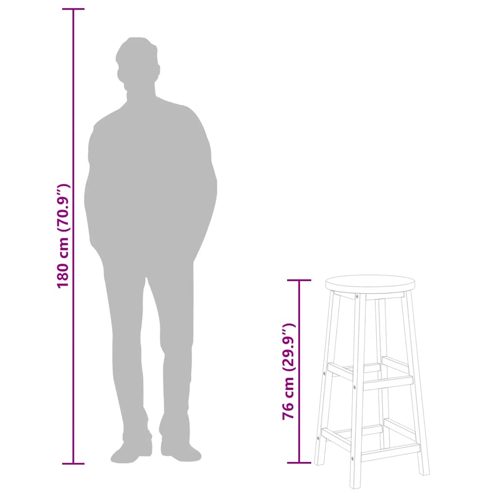 Barhocker 2 Stk. Massivholz Akazie