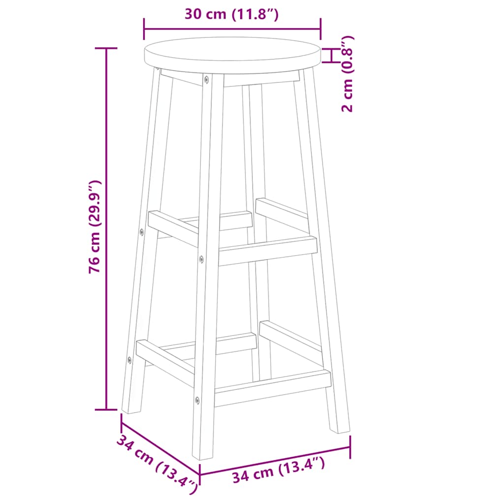 Barhocker 2 Stk. Massivholz Akazie