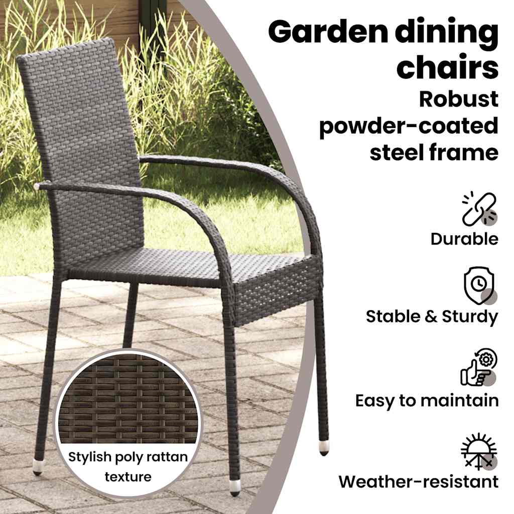 Stapelbare Gartenstühle 2 Stk. Poly Rattan Braun