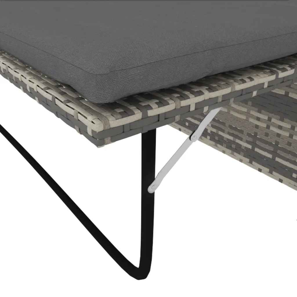 2-tlg. Garten-Lounge-Set mit Auflagen Poly Rattan Grau