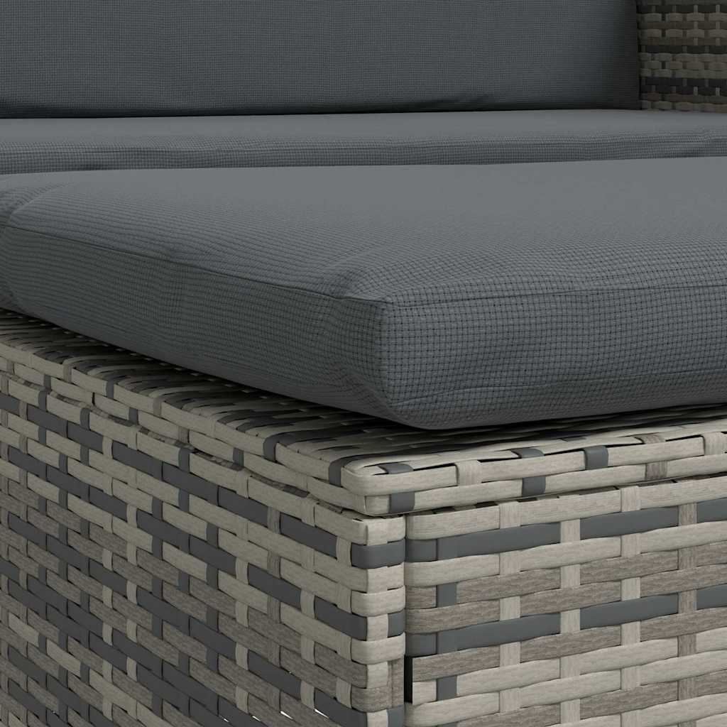 2-tlg. Garten-Lounge-Set mit Auflagen Poly Rattan Grau