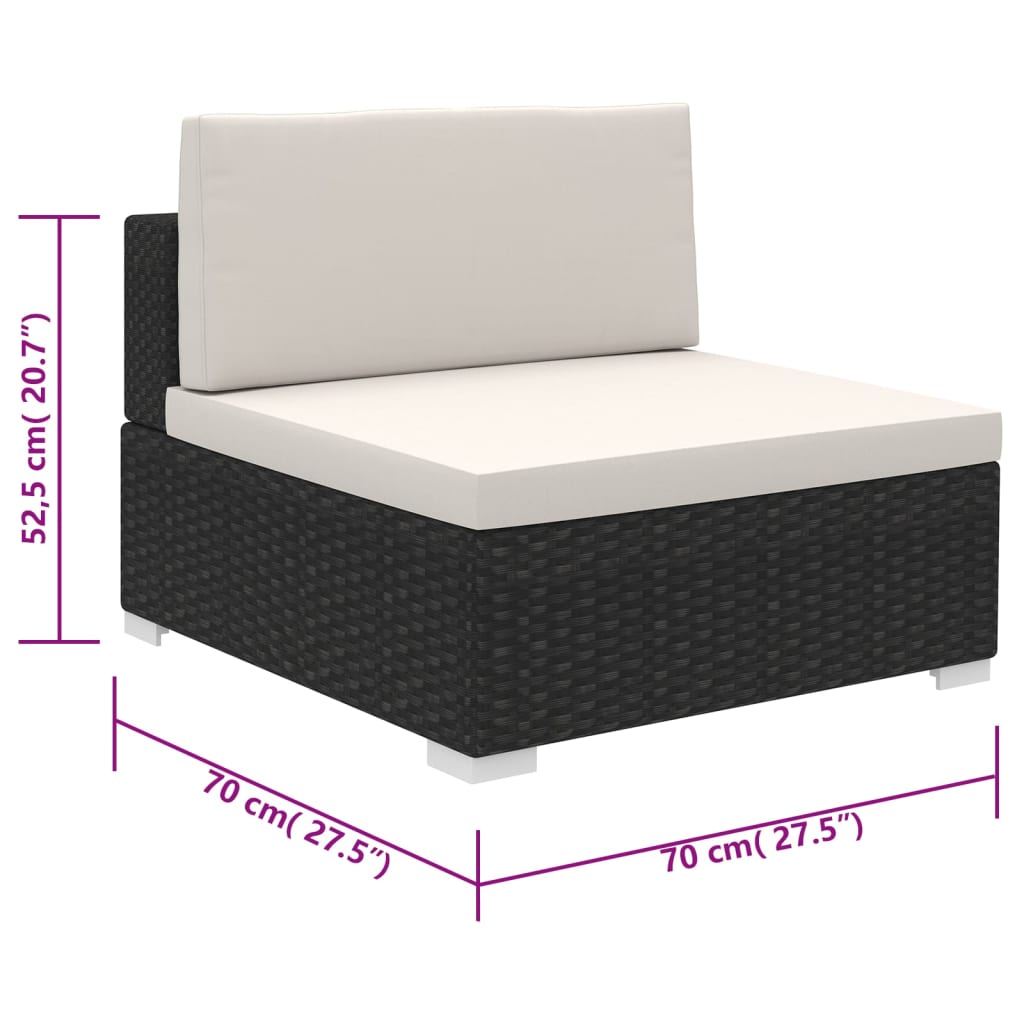 6-tlg. Garten-Lounge-Set mit Auflagen Poly Rattan Schwarz