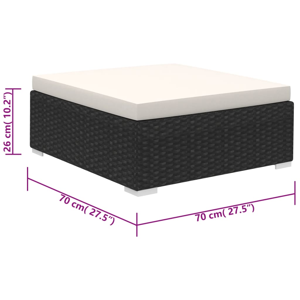 6-tlg. Garten-Lounge-Set mit Auflagen Poly Rattan Schwarz