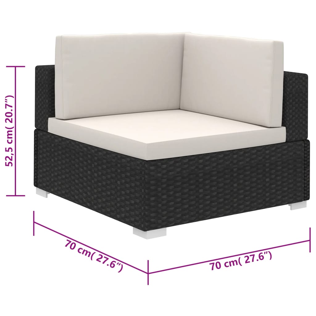 6-tlg. Garten-Lounge-Set mit Auflagen Poly Rattan Schwarz