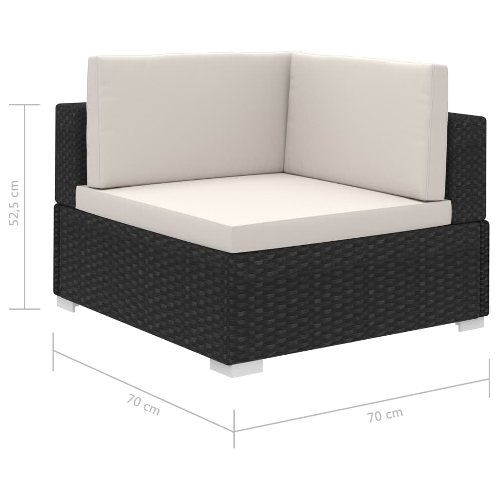 8-tlg. Garten-Lounge-Set mit Auflagen Poly Rattan Schwarz