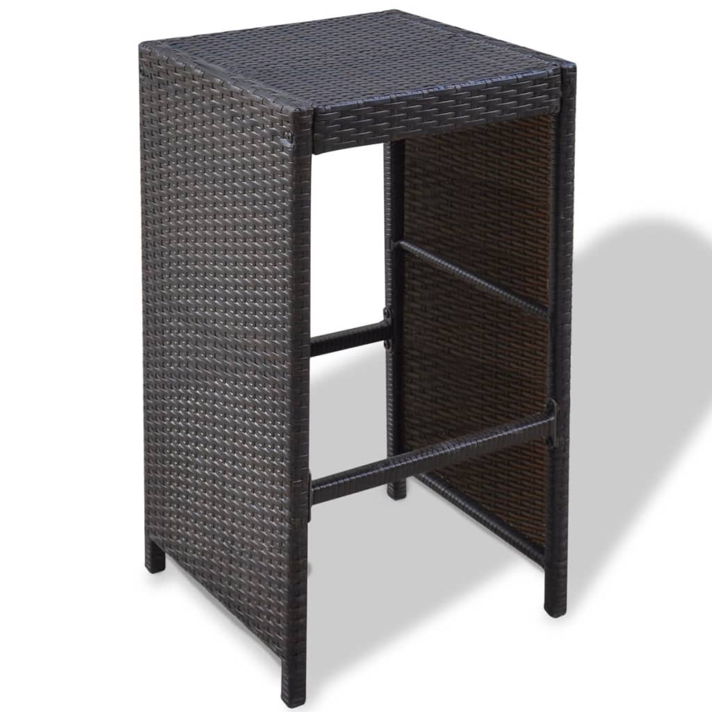 7-tlg. Gartenbar-Set mit Auflagen Poly Rattan Braun