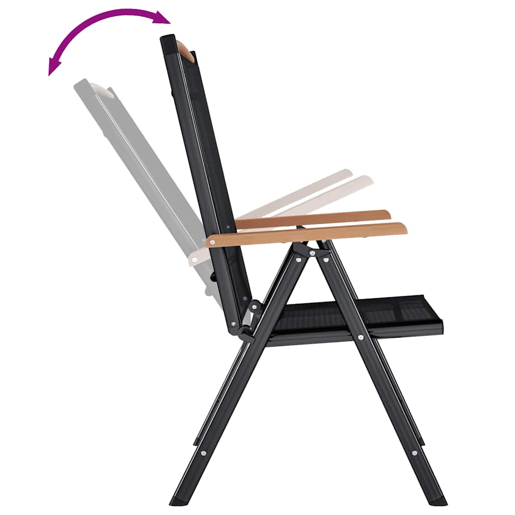 Gartenstühle Klappbar 4 Stk. Aluminium und Textilene Schwarz