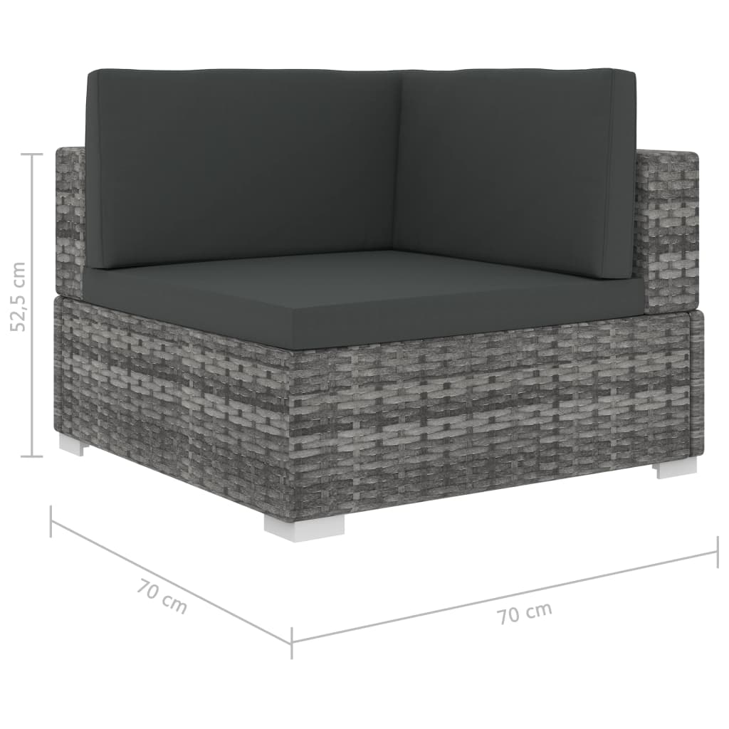 6-tlg. Garten-Lounge-Set mit Kissen Poly Rattan Grau
