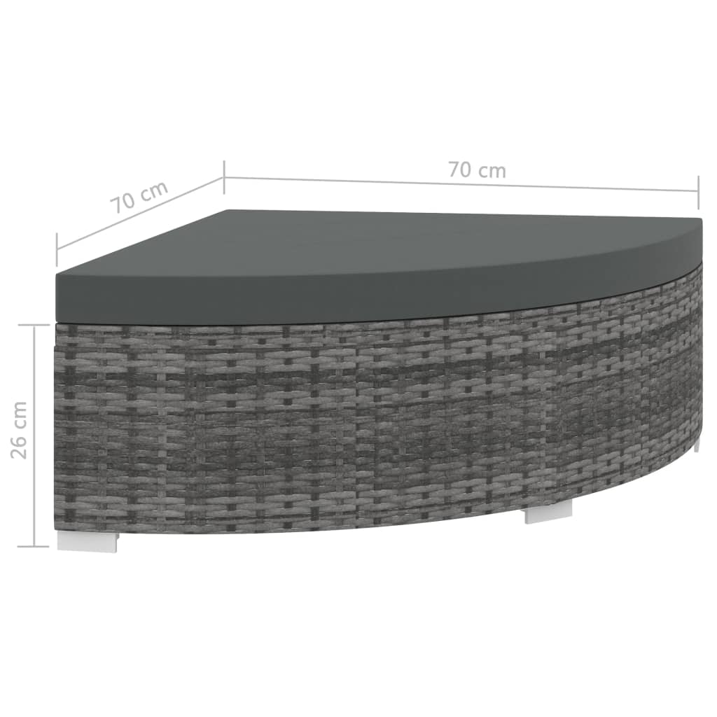 6-tlg. Garten-Lounge-Set mit Kissen Poly Rattan Grau
