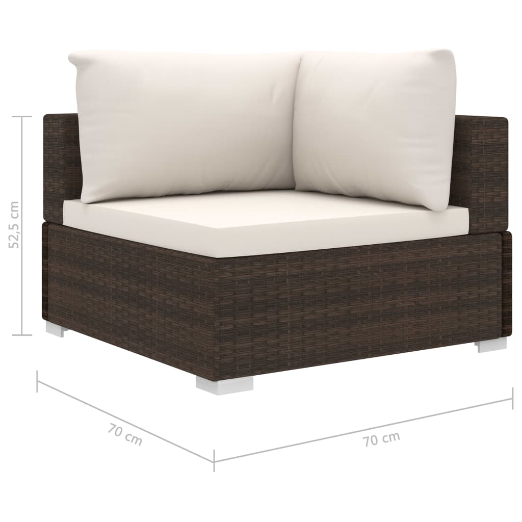 8-tlg. Garten-Lounge-Set mit Auflagen Poly Rattan Braun