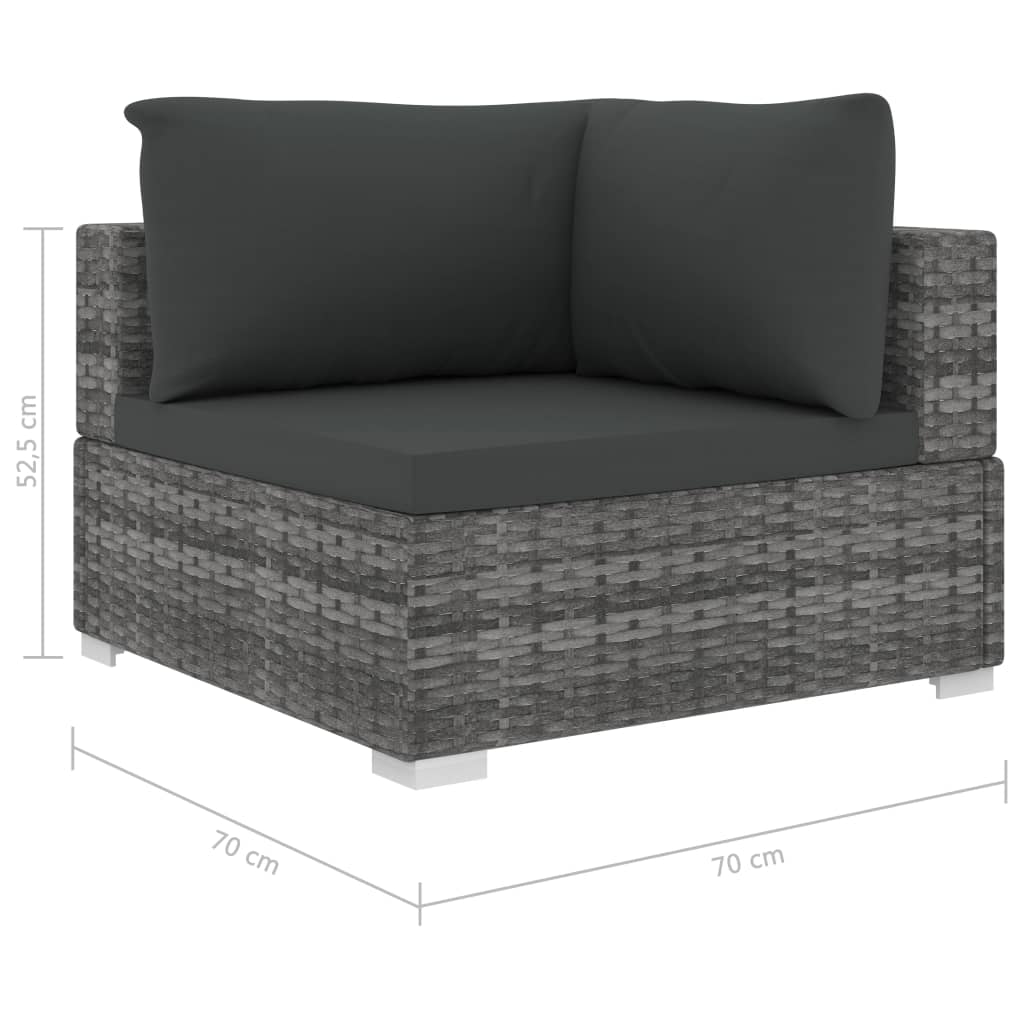 4-tlg. Garten-Lounge-Set mit Auflagen Poly Rattan Grau