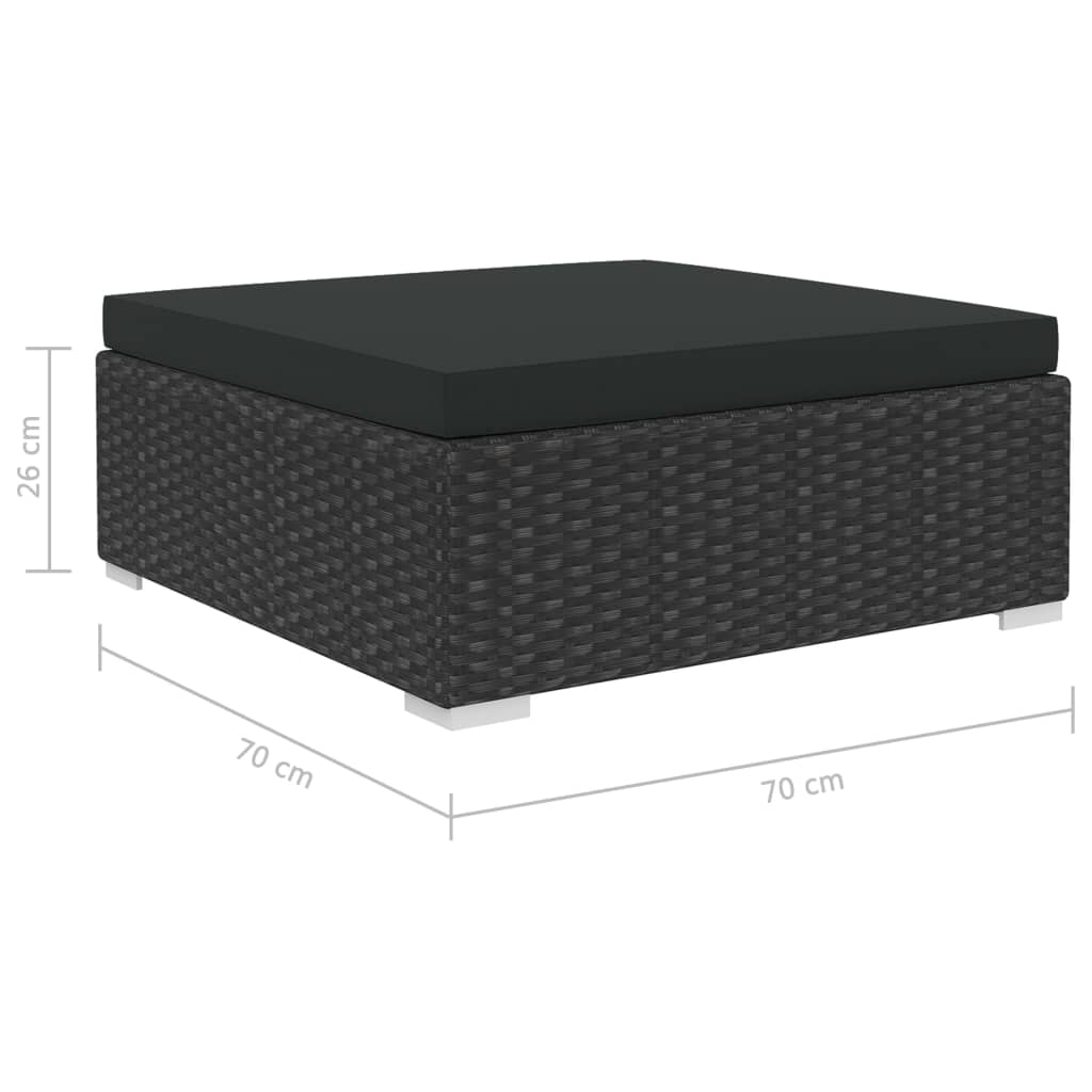 5-tlg. Garten-Lounge-Set mit Auflagen Poly Rattan Schwarz