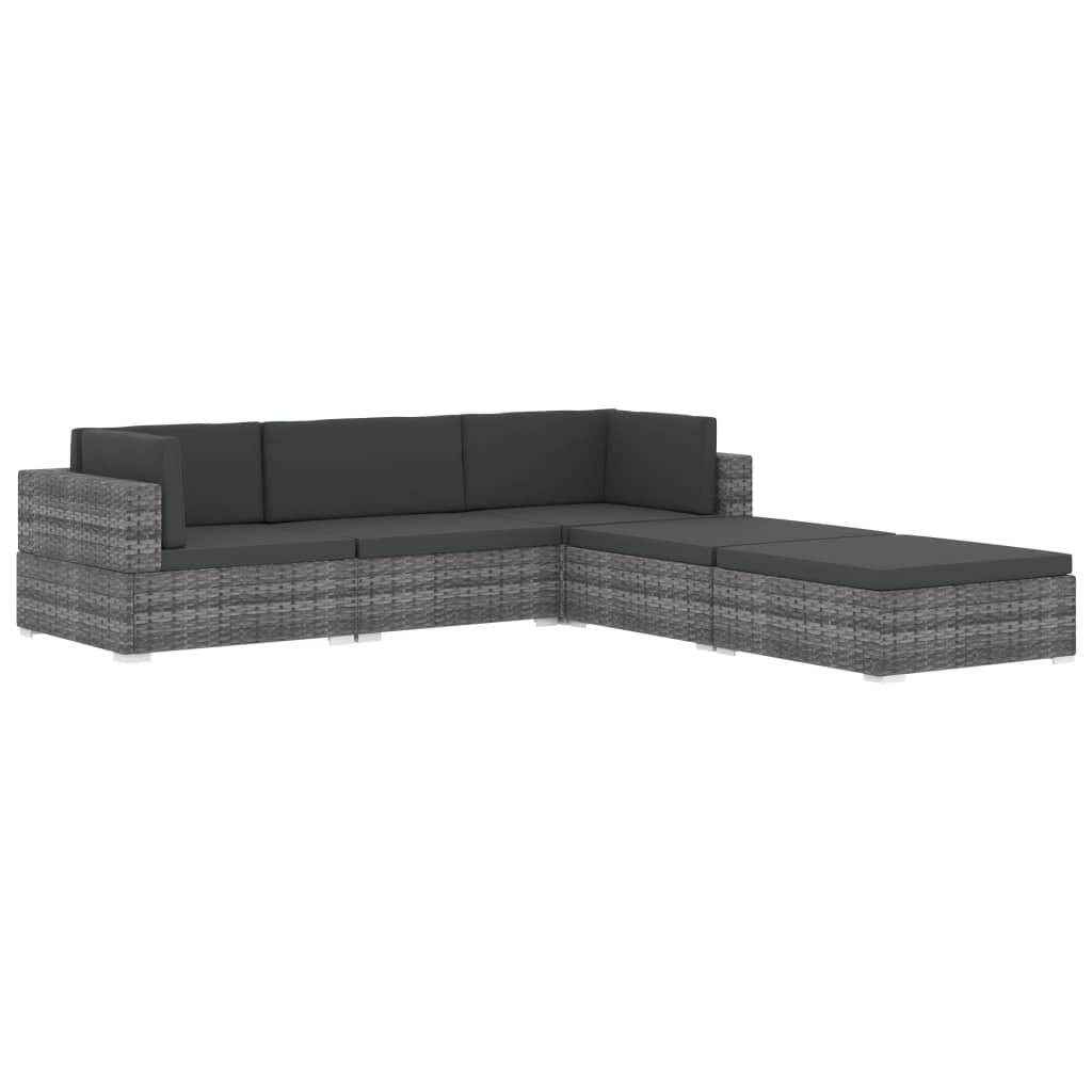 Modular-Sofa-Eckteil 1 Stk. + Auflagen Poly Rattan Grau